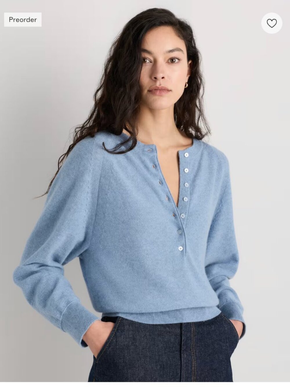 Quince Mongolian Cashmere Dolman Sleeve Henley Sweater Size XS. NWT